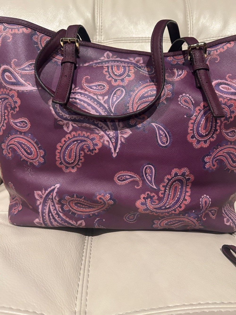 Michael Kors Purple Paisley Tote with Matching Wristlet Set - Picture 8 of 13